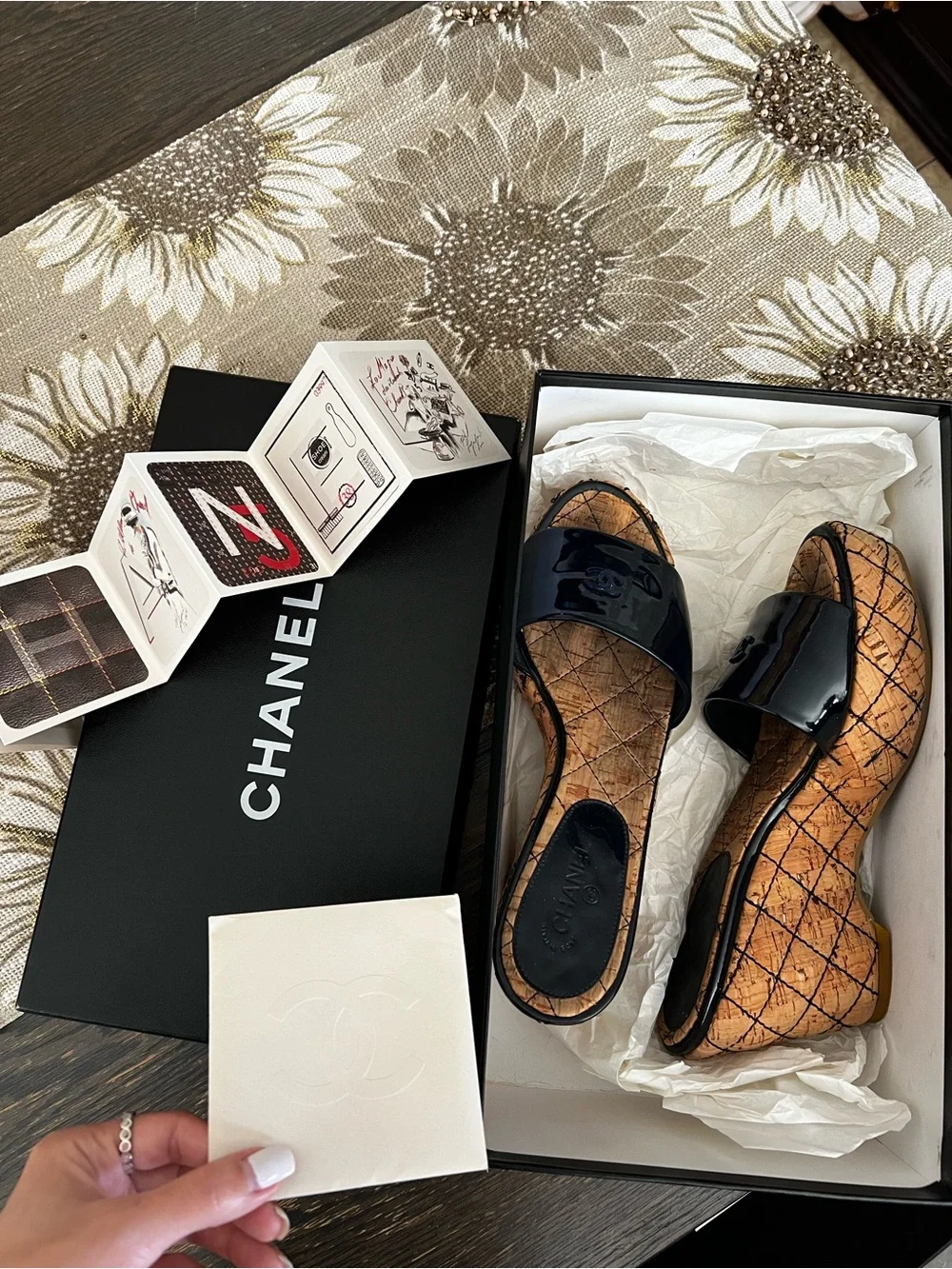 CHANEL Quilted Cork-Pattern Slip-On Loafers with Black Patent Trim 2007